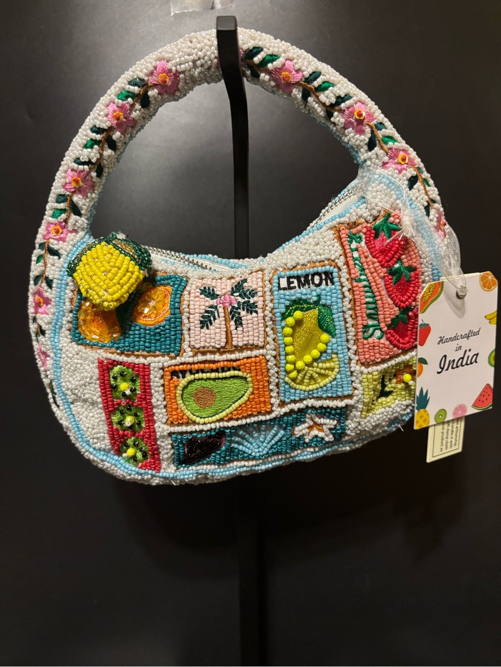 Handcrafted In India Beaded Fruit Patchwork
Mini Shoulder Bag Viral NWT